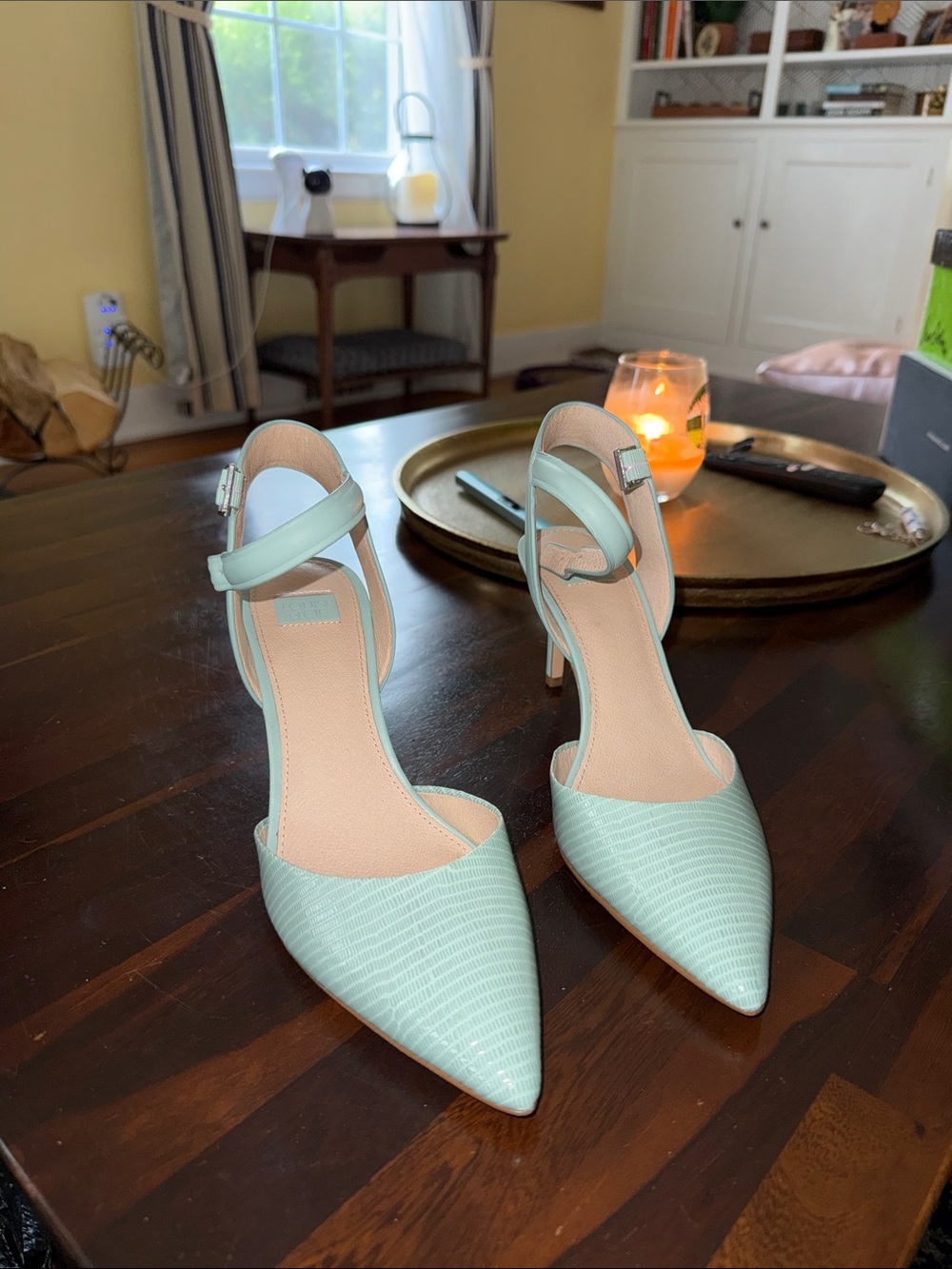 Louise et Cie Mint Green Pointed Toe Ankle-Strap Heels